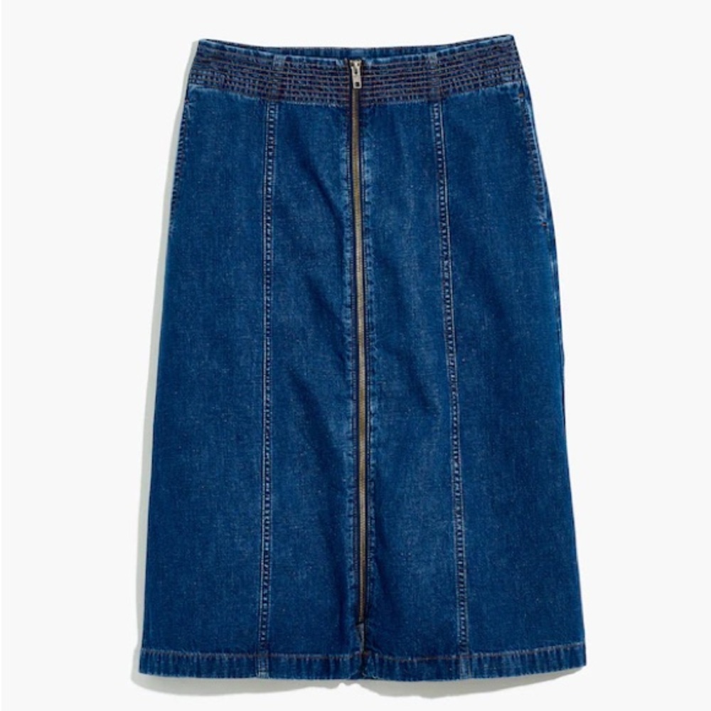 Madewell Rigid Denim Zip Midi Skirt in Farley Wash - Picture 4 of 9